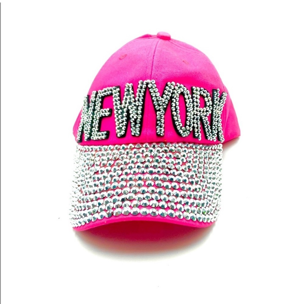 Pink Rhinestone New York Cap